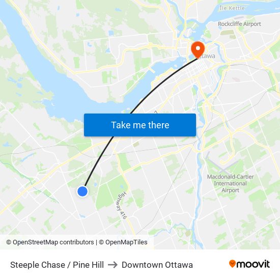 Steeple Chase / Pine Hill to Downtown Ottawa map