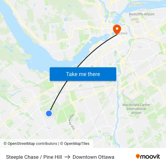 Steeple Chase / Black Tern to Downtown Ottawa map