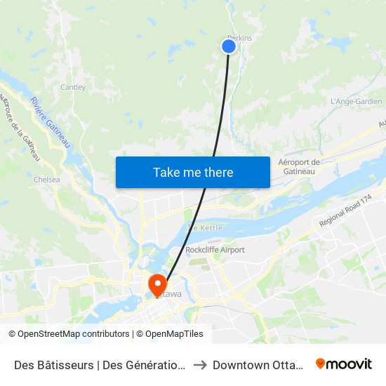 Des Bâtisseurs | Des Générations to Downtown Ottawa map