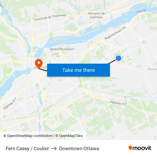 Fern Casey / Couloir to Downtown Ottawa map