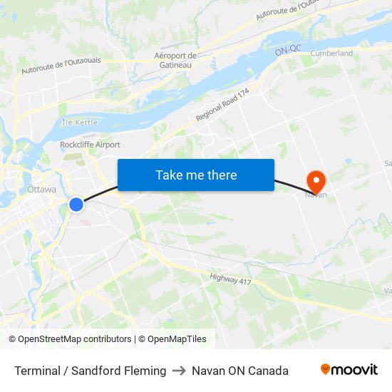 Terminal / Sandford Fleming to Navan ON Canada map