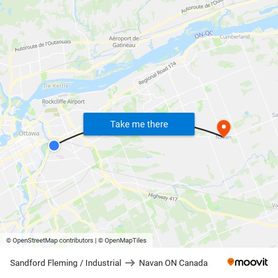 Sandford Fleming / Industrial to Navan ON Canada map