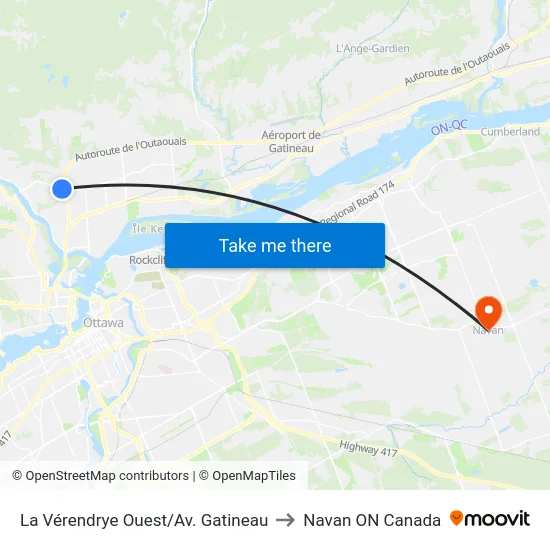 La Vérendrye Ouest/Av. Gatineau to Navan ON Canada map