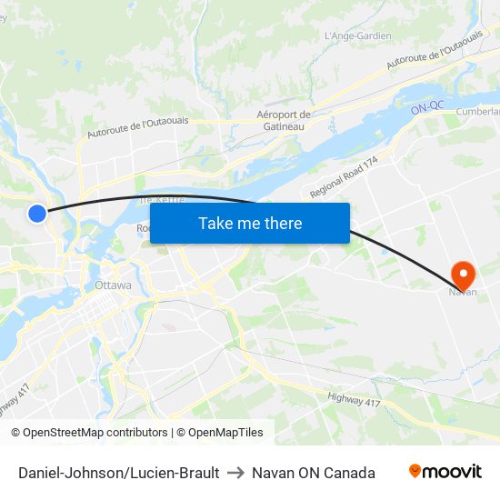 Daniel-Johnson/Lucien-Brault to Navan ON Canada map