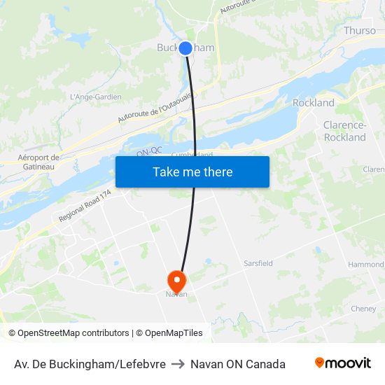 Av. De Buckingham/Lefebvre to Navan ON Canada map