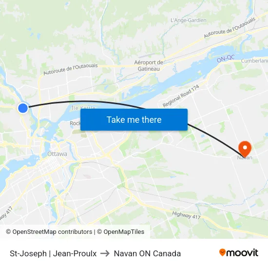St-Joseph | Jean-Proulx to Navan ON Canada map
