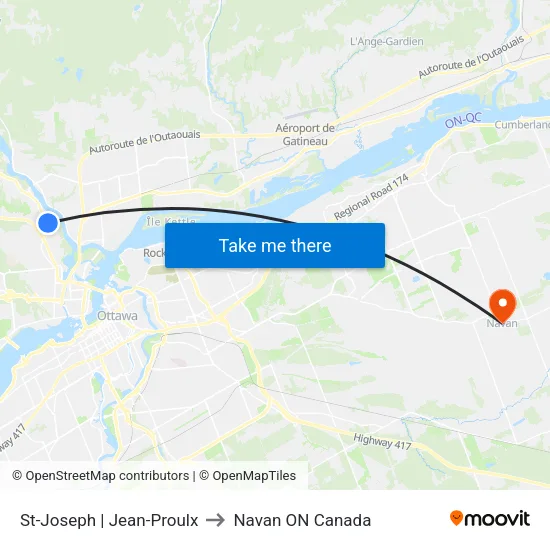 St-Joseph | Jean-Proulx to Navan ON Canada map