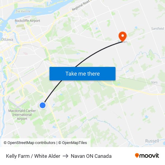 Kelly Farm / White Alder to Navan ON Canada map