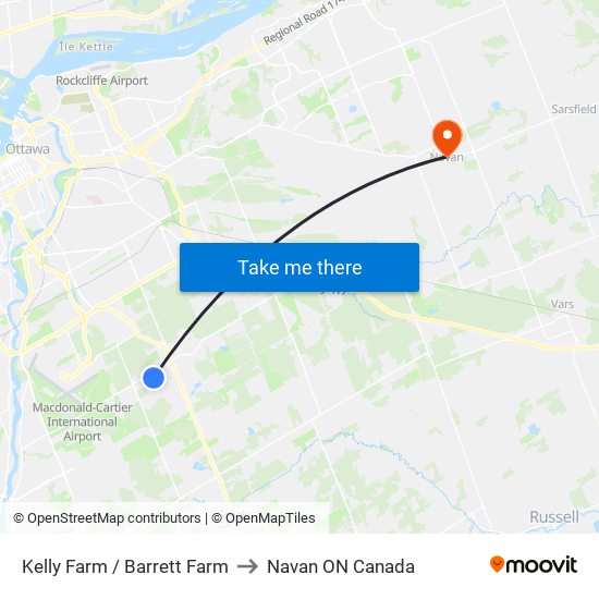 Kelly Farm / Barrett Farm to Navan ON Canada map