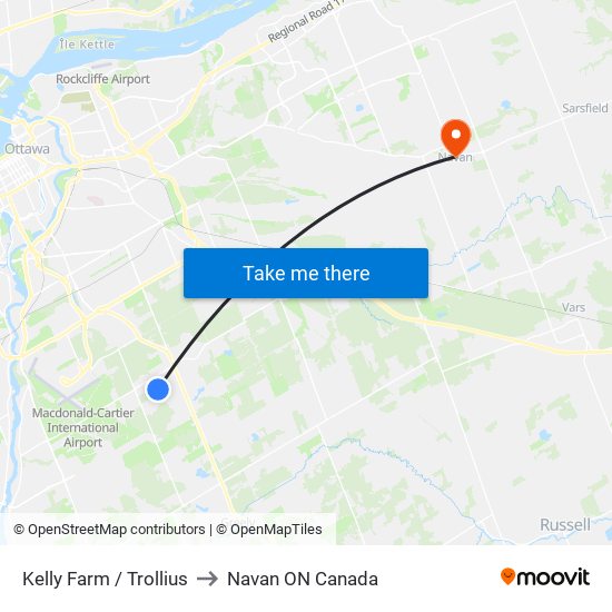 Kelly Farm / Trollius to Navan ON Canada map