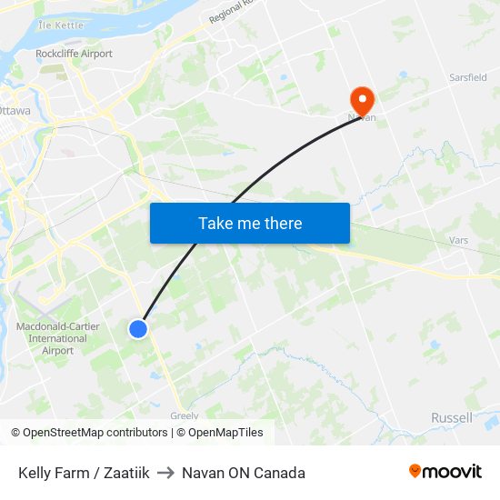 Kelly Farm / Zaatiik to Navan ON Canada map