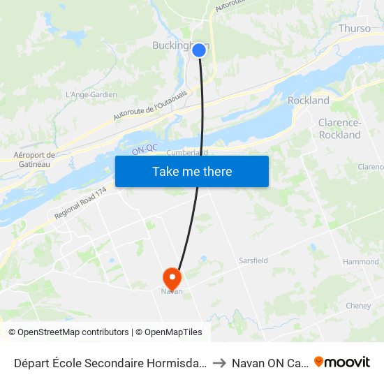 Départ École Secondaire Hormisdas-Gamelin to Navan ON Canada map