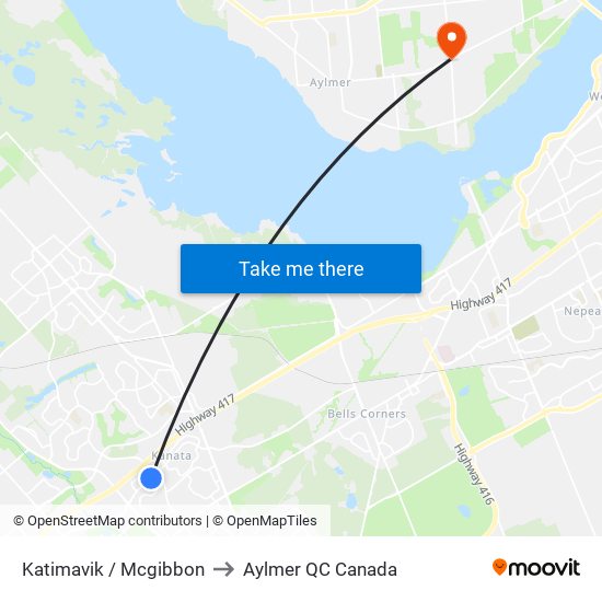 Katimavik / Mcgibbon to Aylmer QC Canada map