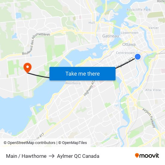 Main / Hawthorne to Aylmer QC Canada map