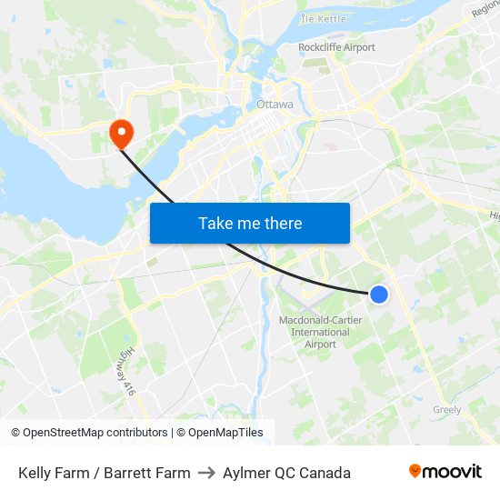 Kelly Farm / Barrett Farm to Aylmer QC Canada map