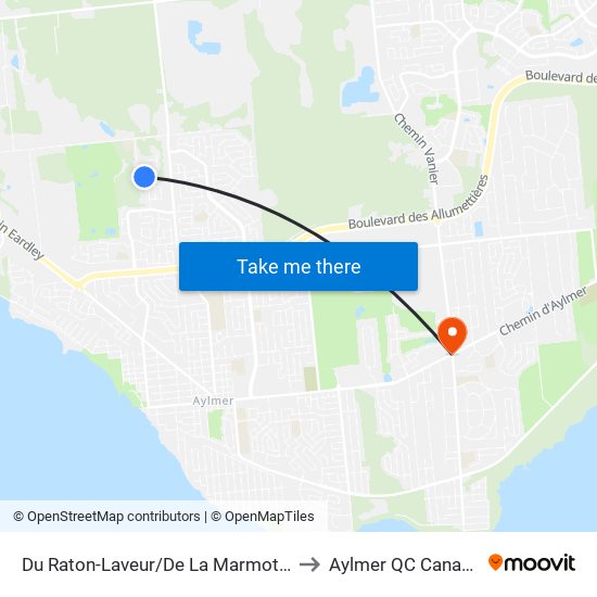 Du Raton-Laveur/De La Marmotte to Aylmer QC Canada map