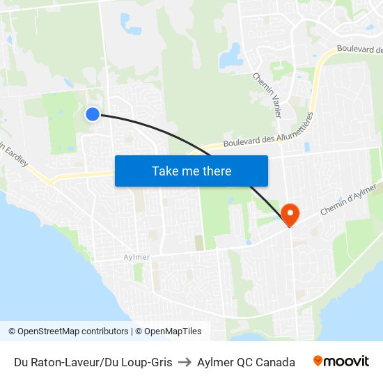 Du Raton-Laveur/Du Loup-Gris to Aylmer QC Canada map