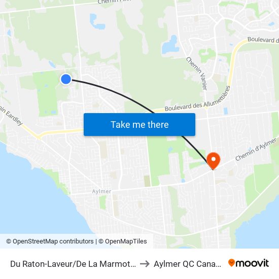 Du Raton-Laveur/De La Marmotte to Aylmer QC Canada map