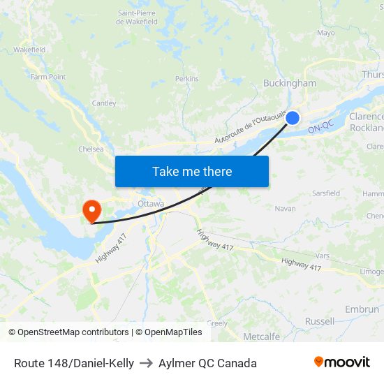 Route 148/Daniel-Kelly to Aylmer QC Canada map