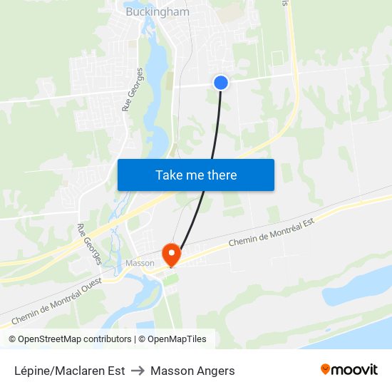 Lépine/Maclaren Est to Masson Angers map