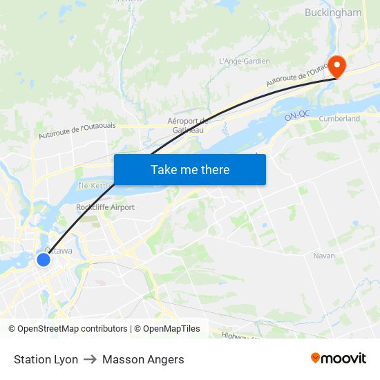 Station Lyon to Masson Angers map