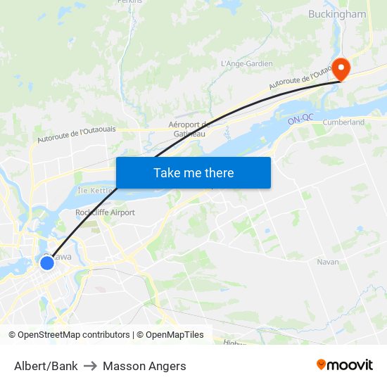 Albert/Bank to Masson Angers map