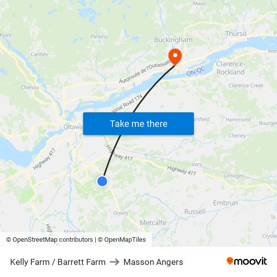 Kelly Farm / Barrett Farm to Masson Angers map