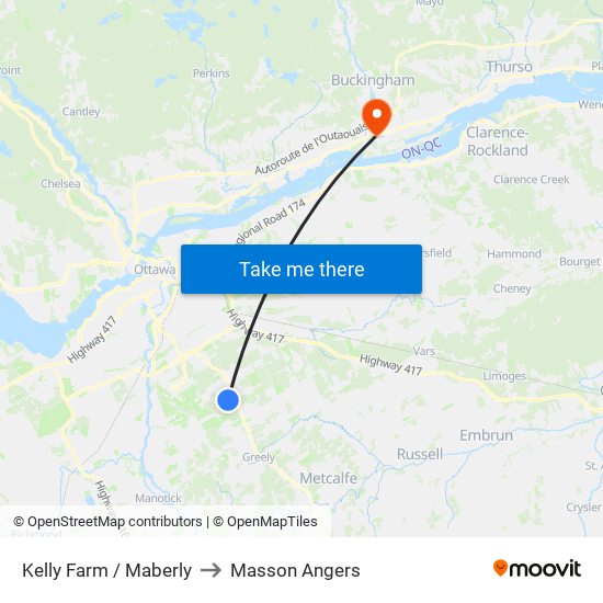 Kelly Farm / Maberly to Masson Angers map