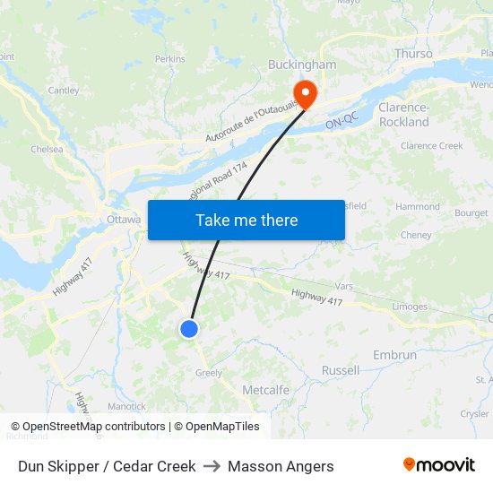 Dun Skipper / Cedar Creek to Masson Angers map