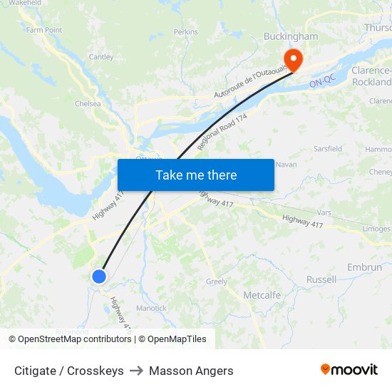 Citigate / Crosskeys to Masson Angers map