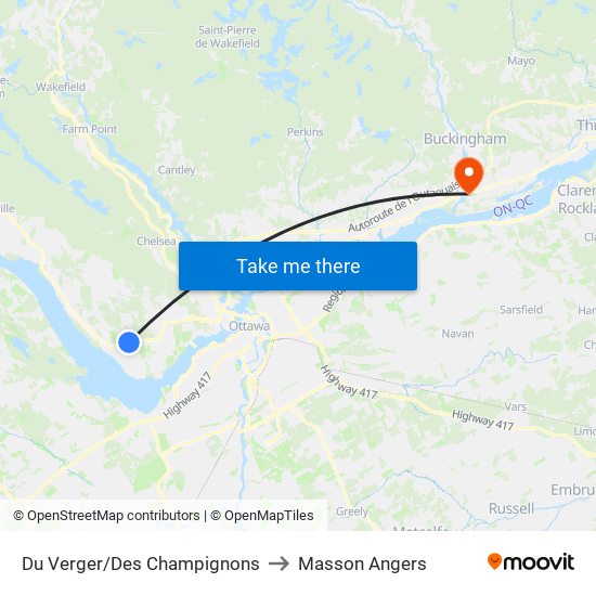 Du Verger/Des Champignons to Masson Angers map