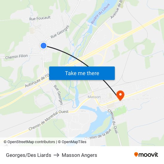 Georges/Des Liards to Masson Angers map