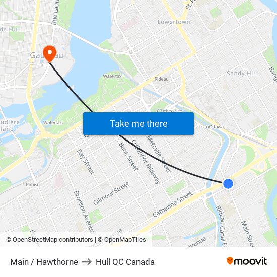 Main / Hawthorne to Hull QC Canada map