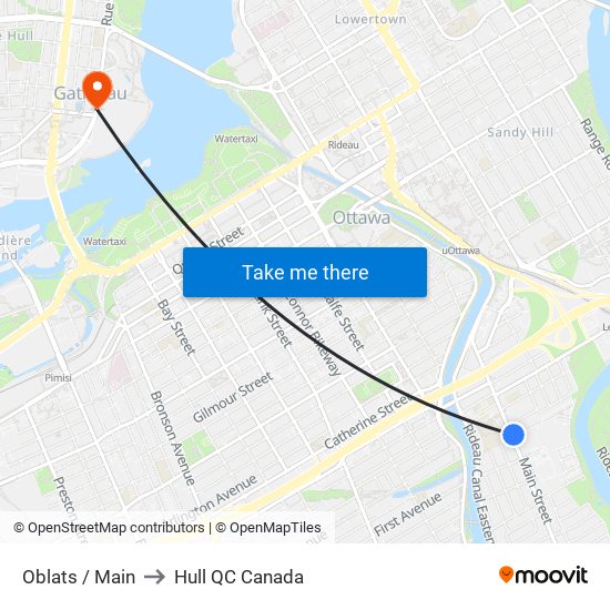 Oblats / Main to Hull QC Canada map