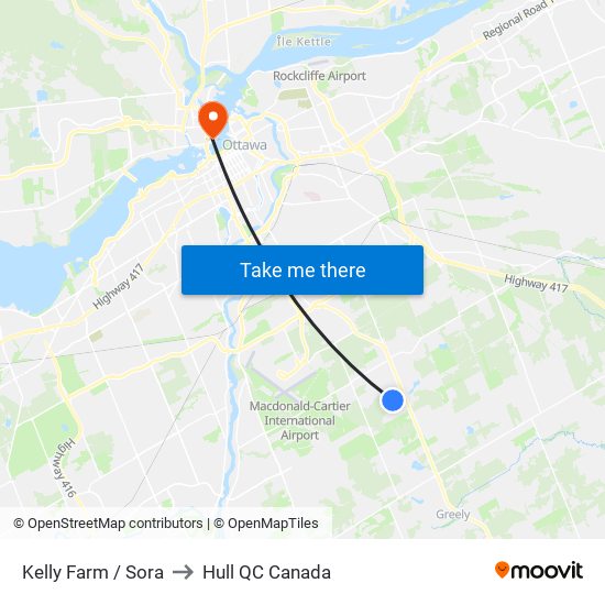 Kelly Farm / Sora to Hull QC Canada map