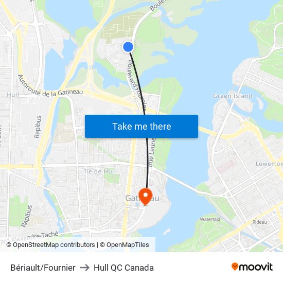 Bériault/Fournier to Hull QC Canada map
