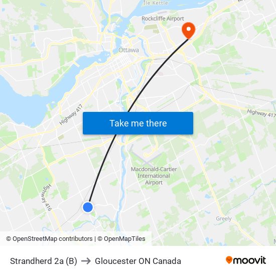 Strandherd 2a (B) to Gloucester ON Canada map