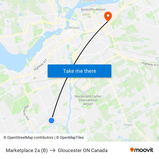 Marketplace 2a (B) to Gloucester ON Canada map