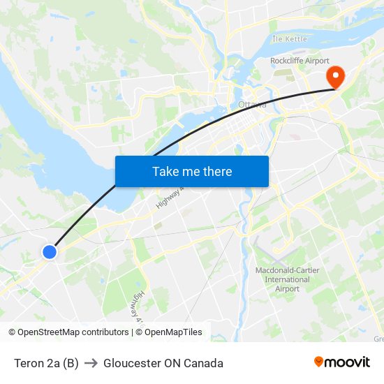 Teron 2a (B) to Gloucester ON Canada map