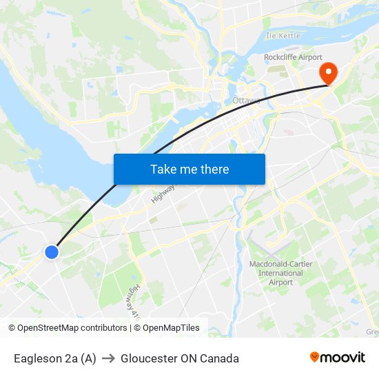 Eagleson 2a (A) to Gloucester ON Canada map