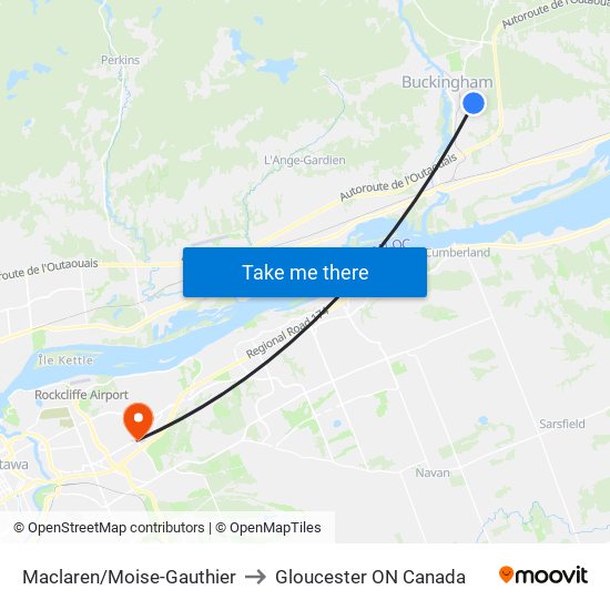 Maclaren/Moise-Gauthier to Gloucester ON Canada map