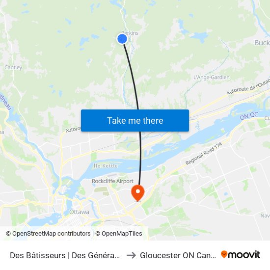 Des Bâtisseurs | Des Générations to Gloucester ON Canada map