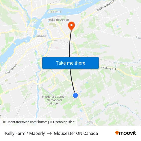 Kelly Farm / Maberly to Gloucester ON Canada map