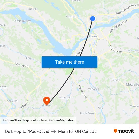 De L'Hôpital/Paul-David to Munster ON Canada map