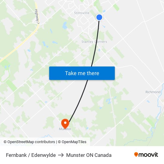 Fernbank / Edenwylde to Munster ON Canada map