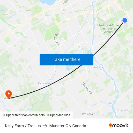 Kelly Farm / Trollius to Munster ON Canada map