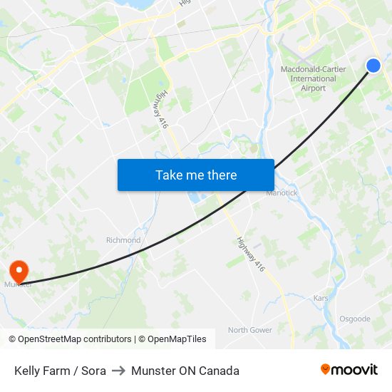 Kelly Farm / Sora to Munster ON Canada map