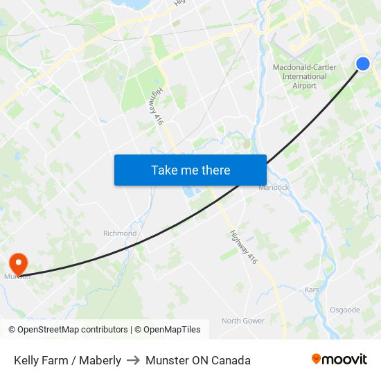 Kelly Farm / Maberly to Munster ON Canada map