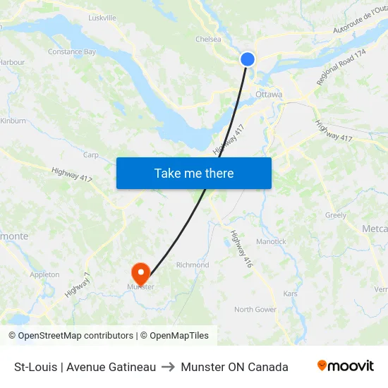 St-Louis | Avenue Gatineau to Munster ON Canada map
