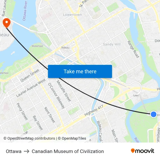 Ottawa to Canadian Museum of Civilization map